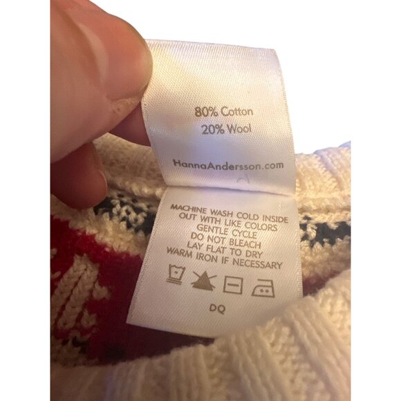 Hanna Andersson Winter Reindeer Knit Sweater Dress 8 Cotton Wool Nordic - Picture 4 of 5